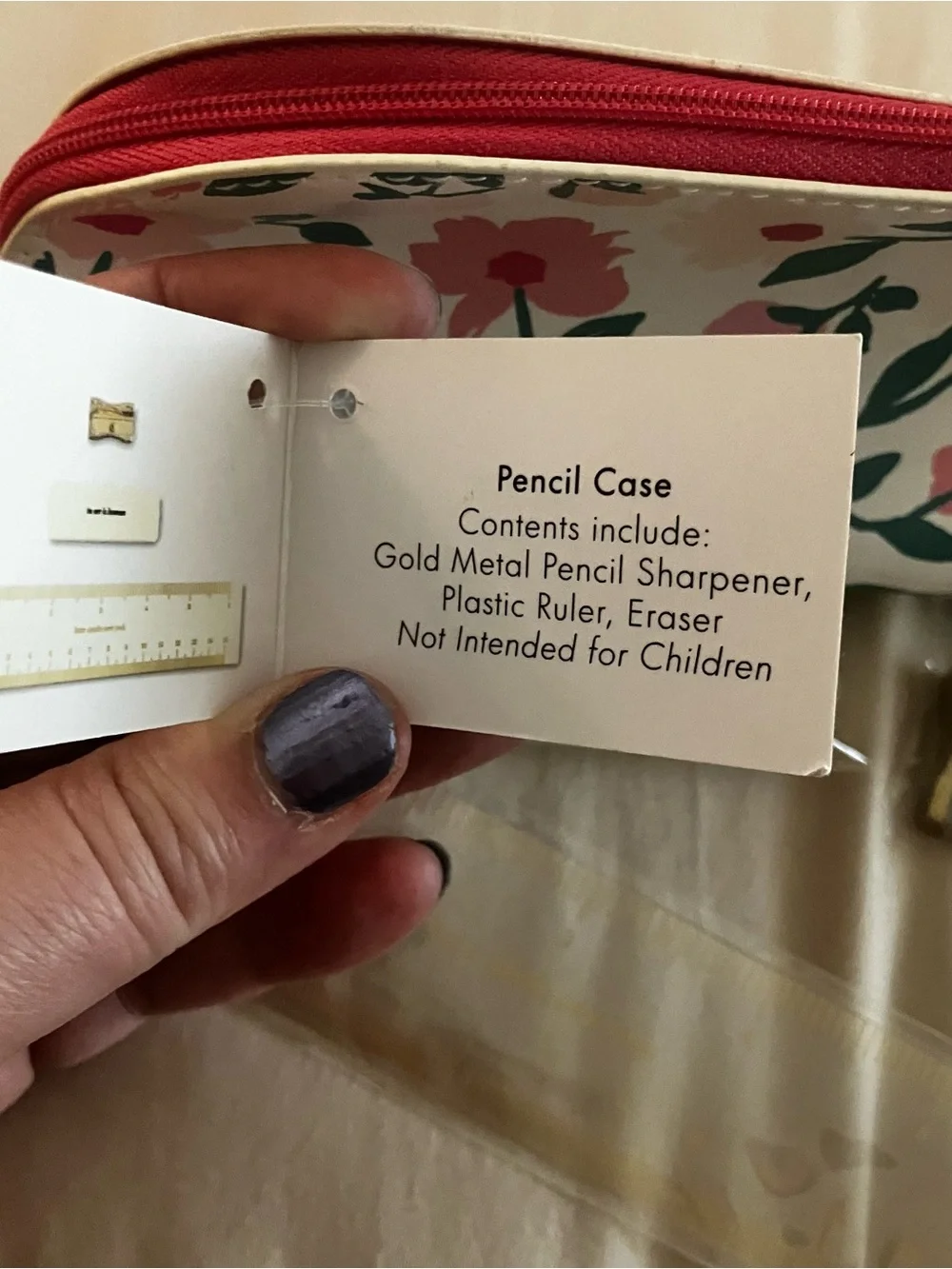 Kate Spade New York Floral Pencil Case Set with Ruler, Eraser, & Sharpener NWT